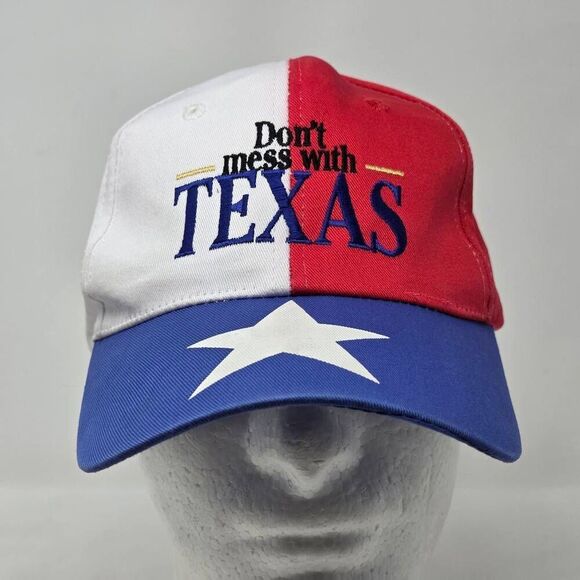 VINTAGE DON'T MESS WITH TEXAS STAR RED WHITE BLUE PATRIOT HAT CAP SNAPBACK - Picture 1 of 6